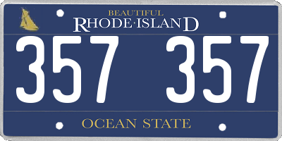 RI license plate 357357