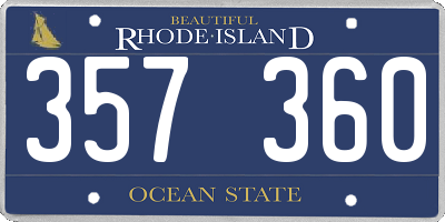 RI license plate 357360