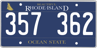 RI license plate 357362