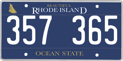 RI license plate 357365