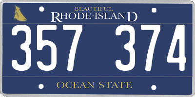 RI license plate 357374