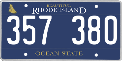 RI license plate 357380