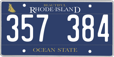 RI license plate 357384