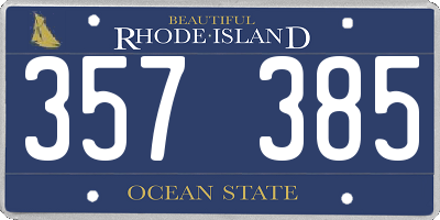 RI license plate 357385