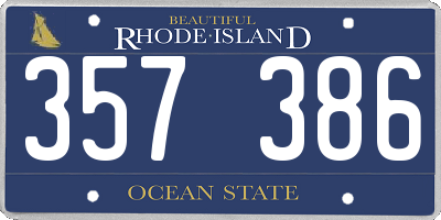 RI license plate 357386
