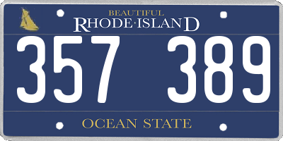 RI license plate 357389