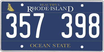 RI license plate 357398