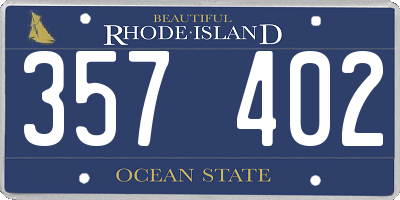 RI license plate 357402