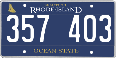 RI license plate 357403