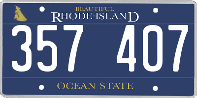 RI license plate 357407