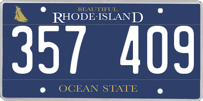 RI license plate 357409