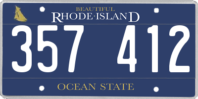 RI license plate 357412