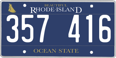 RI license plate 357416