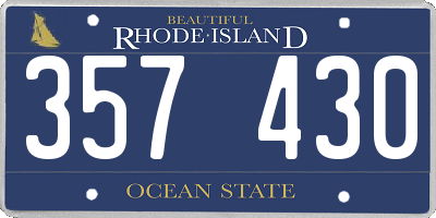 RI license plate 357430