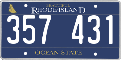 RI license plate 357431