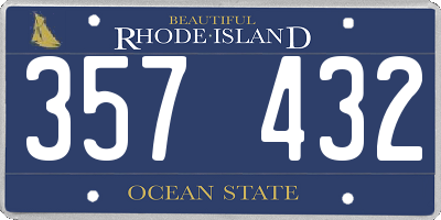 RI license plate 357432