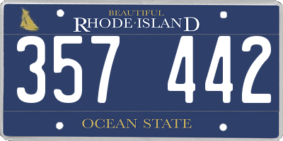RI license plate 357442