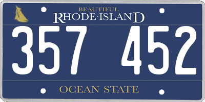 RI license plate 357452
