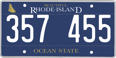 RI license plate 357455