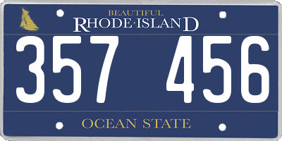 RI license plate 357456