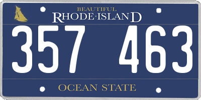 RI license plate 357463