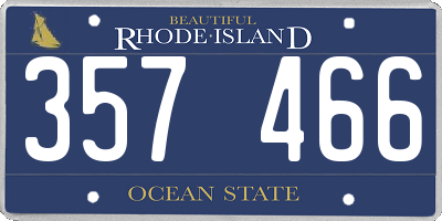 RI license plate 357466