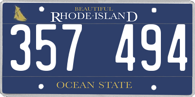 RI license plate 357494