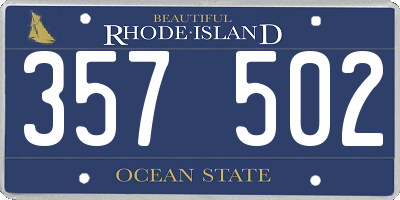 RI license plate 357502