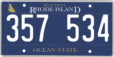 RI license plate 357534