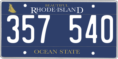 RI license plate 357540