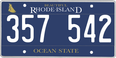 RI license plate 357542