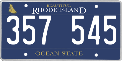RI license plate 357545