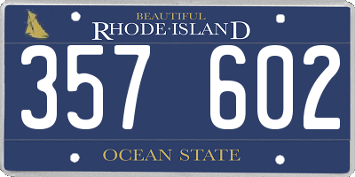 RI license plate 357602