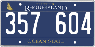 RI license plate 357604