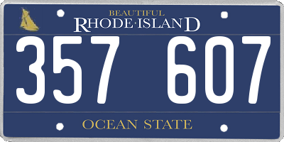 RI license plate 357607