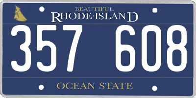 RI license plate 357608