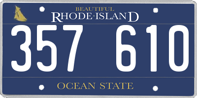 RI license plate 357610