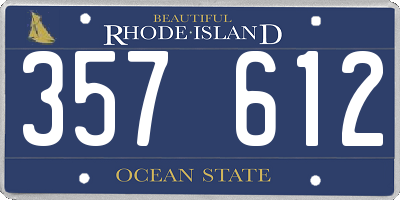 RI license plate 357612