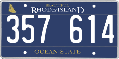RI license plate 357614