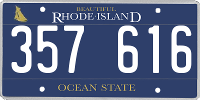 RI license plate 357616