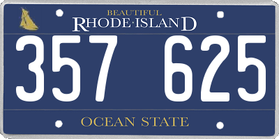 RI license plate 357625