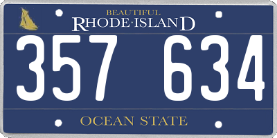 RI license plate 357634