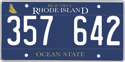 RI license plate 357642