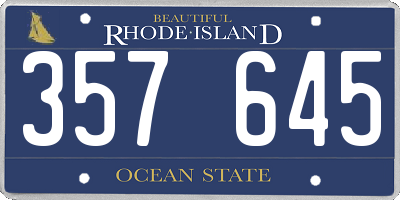 RI license plate 357645