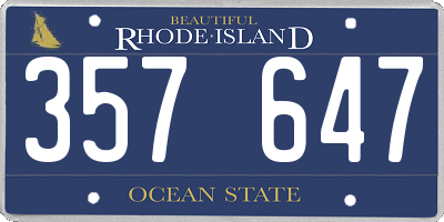 RI license plate 357647