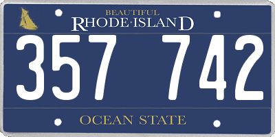 RI license plate 357742
