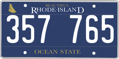 RI license plate 357765