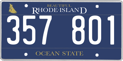 RI license plate 357801