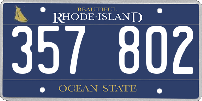 RI license plate 357802