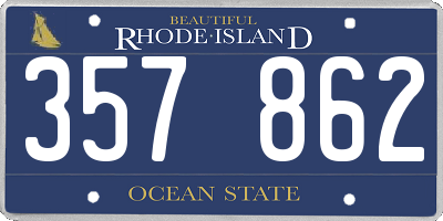 RI license plate 357862